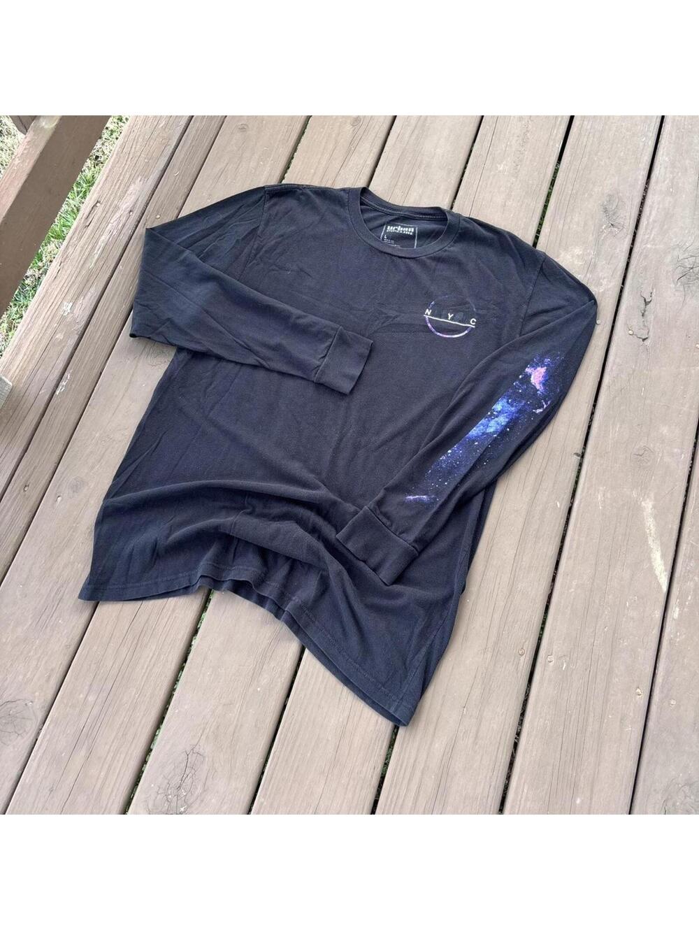 Urban Pipeline NYC Long Sleeve Shirt – Black Galaxy Streetwear Tee Men’s Large